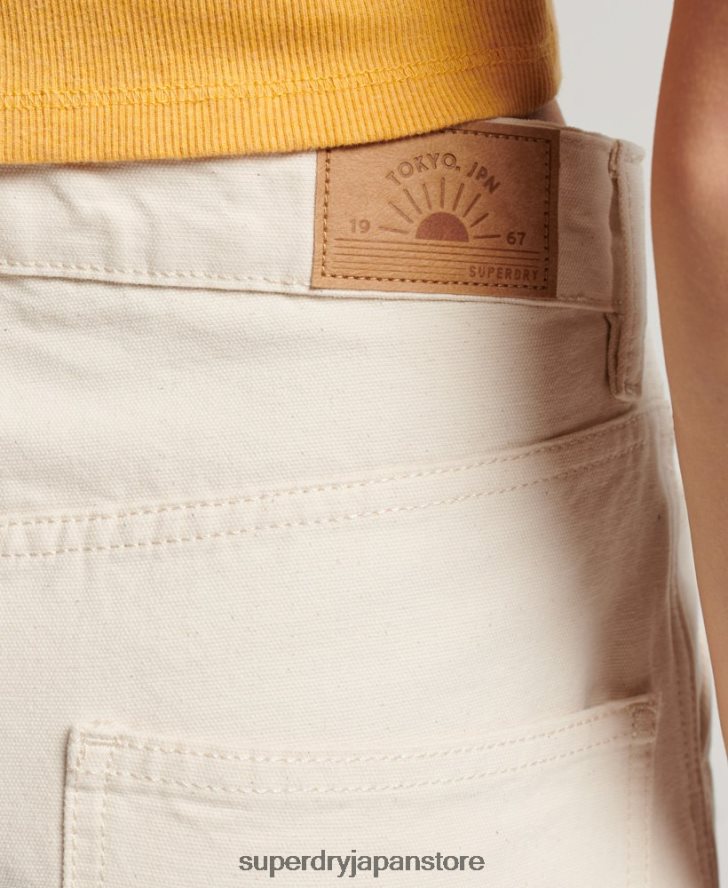 オーガニックコットン ヴィンテージ ワイド カーペンター パンツ 女性 Superdry 衣類 クリーム 2J62PZ2573