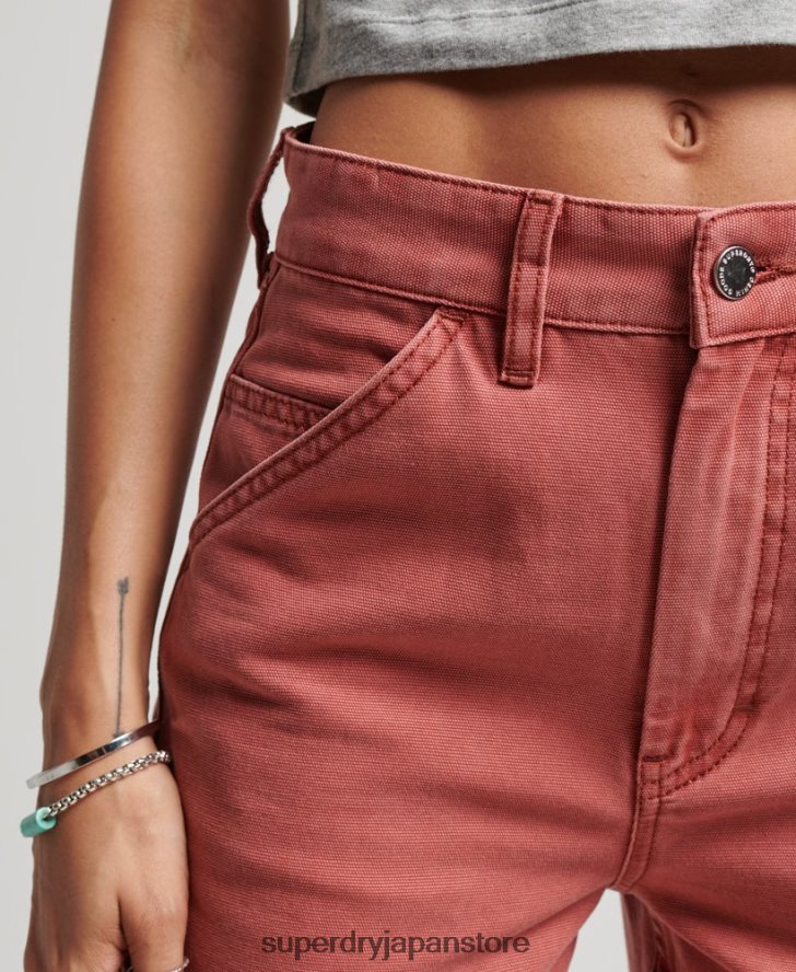 ワイドレッグカーペンターパンツ 女性 Superdry 衣類 赤 2J62PZ2575