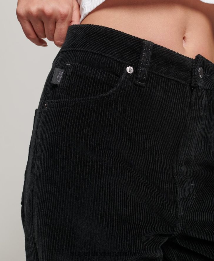 ヴィンテージ ワイドレッグ コード パンツ 女性 Superdry 衣類 黒 2J62PZ2577