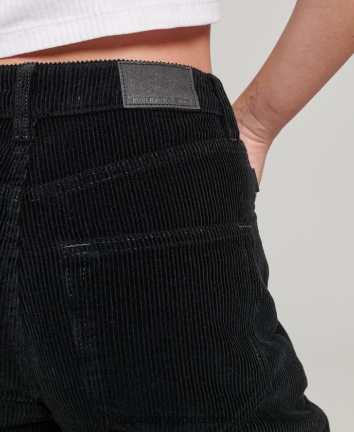 ヴィンテージ ワイドレッグ コード パンツ 女性 Superdry 衣類 黒 2J62PZ2577
