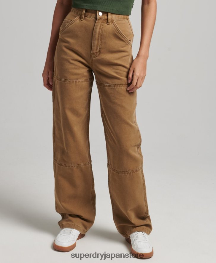 ワイドレッグカーペンターパンツ 女性 Superdry 衣類 茶色 2J62PZ2578