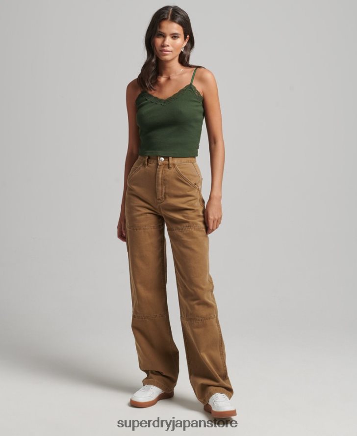 ワイドレッグカーペンターパンツ 女性 Superdry 衣類 茶色 2J62PZ2578