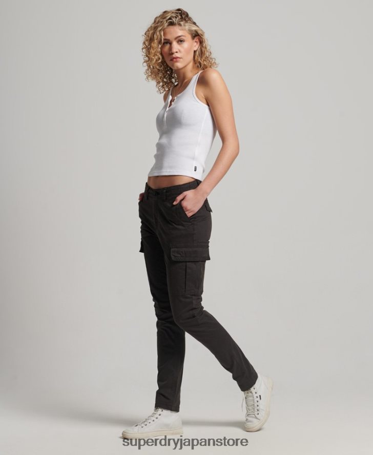 オーガニックコットンスリムカーゴパンツ 女性 Superdry 衣類 黒 2J62PZ2581