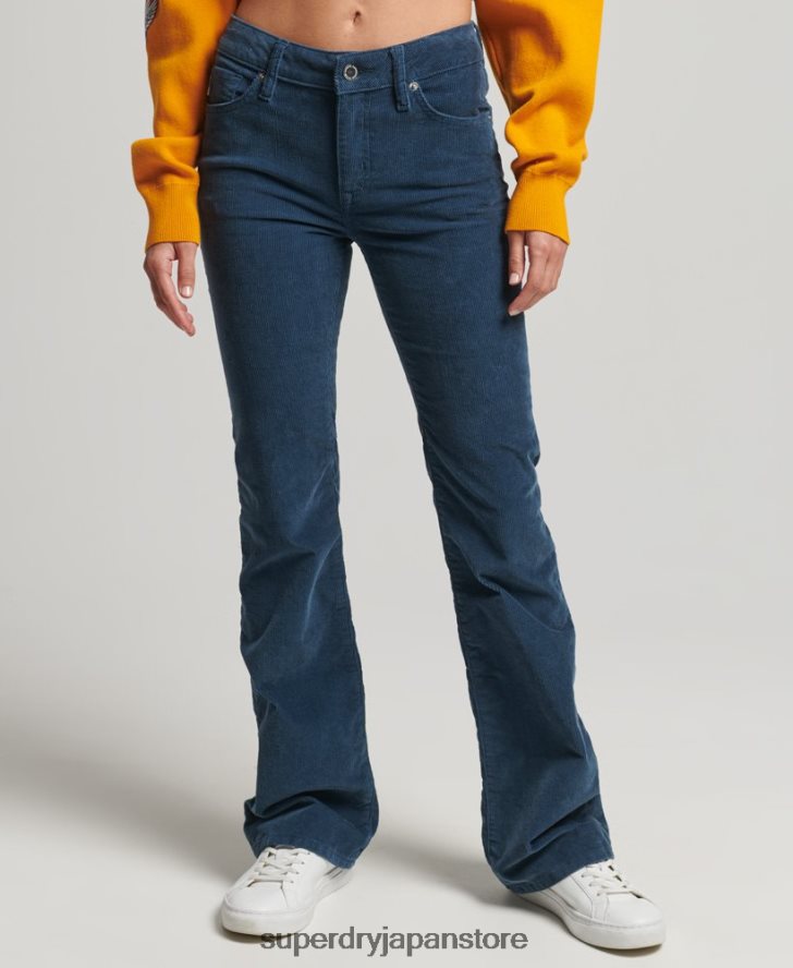 ミッドライズスリムコードフレアジーンズ 女性 Superdry 衣類 海軍 2J62PZ2582