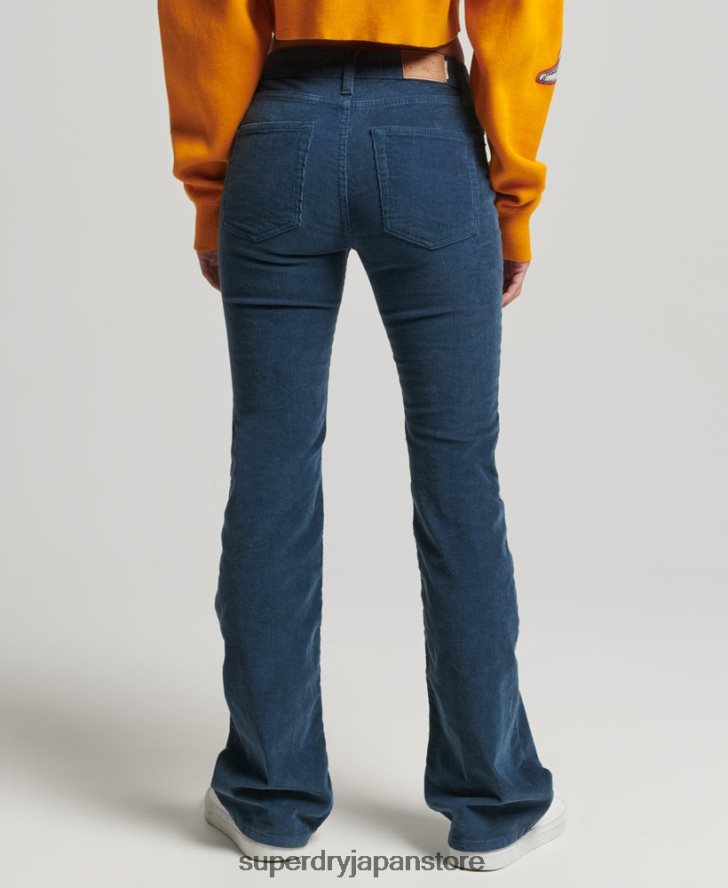 ミッドライズスリムコードフレアジーンズ 女性 Superdry 衣類 海軍 2J62PZ2582