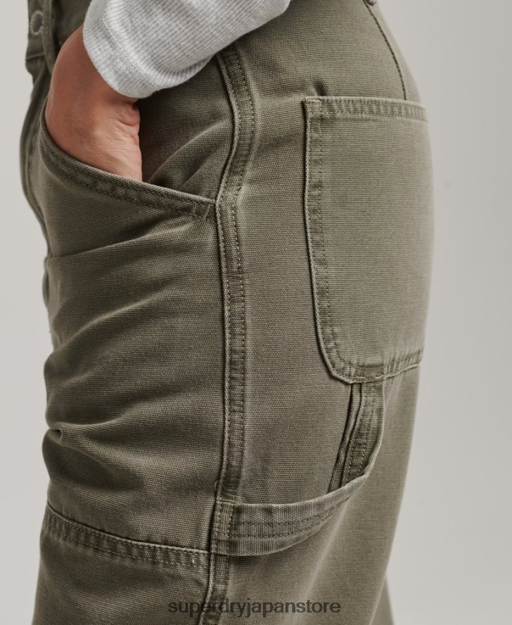 ワイドレッグカーペンターパンツ 女性 Superdry 衣類 カーキ 2J62PZ2583