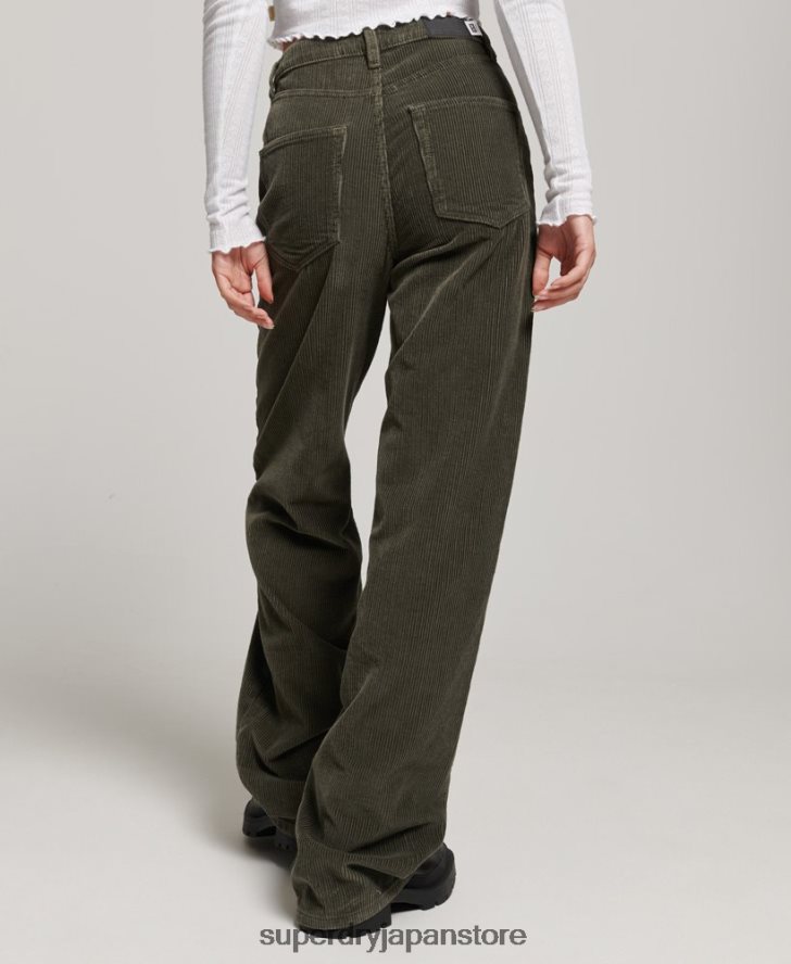 ヴィンテージ ワイドレッグ コード パンツ 女性 Superdry 衣類 カーキ 2J62PZ2586