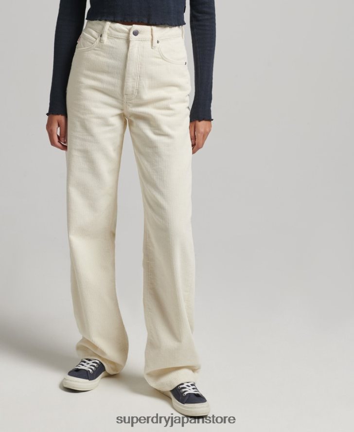 ヴィンテージ ワイドレッグ コード パンツ 女性 Superdry 衣類 クリーム 2J62PZ2587