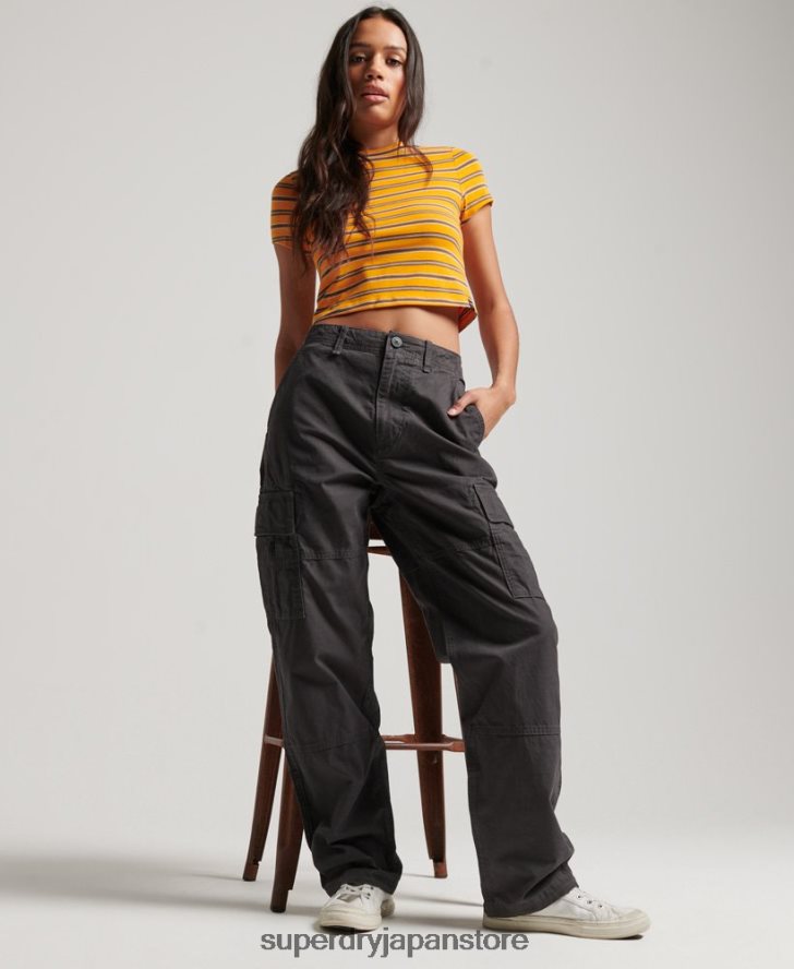 オーガニックコットン バギーカーゴパンツ 女性 Superdry 衣類 濃い灰色 2J62PZ2589