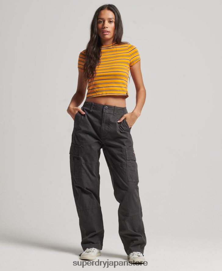 オーガニックコットン バギーカーゴパンツ 女性 Superdry 衣類 濃い灰色 2J62PZ2589