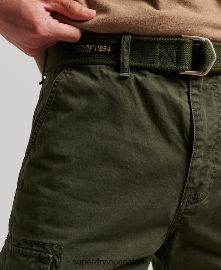 オーガニックコットン ヘビーカーゴショーツ 男性 Superdry 衣類 緑 2J62PZ258
