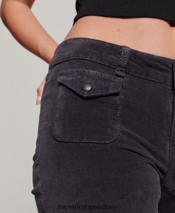 ローライズ ベルベット フレアジーンズ 女性 Superdry 衣類 黒 2J62PZ2596