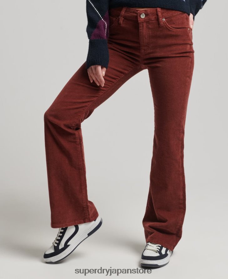 ミッドライズスリムコードフレアジーンズ 女性 Superdry 衣類 赤 2J62PZ2598
