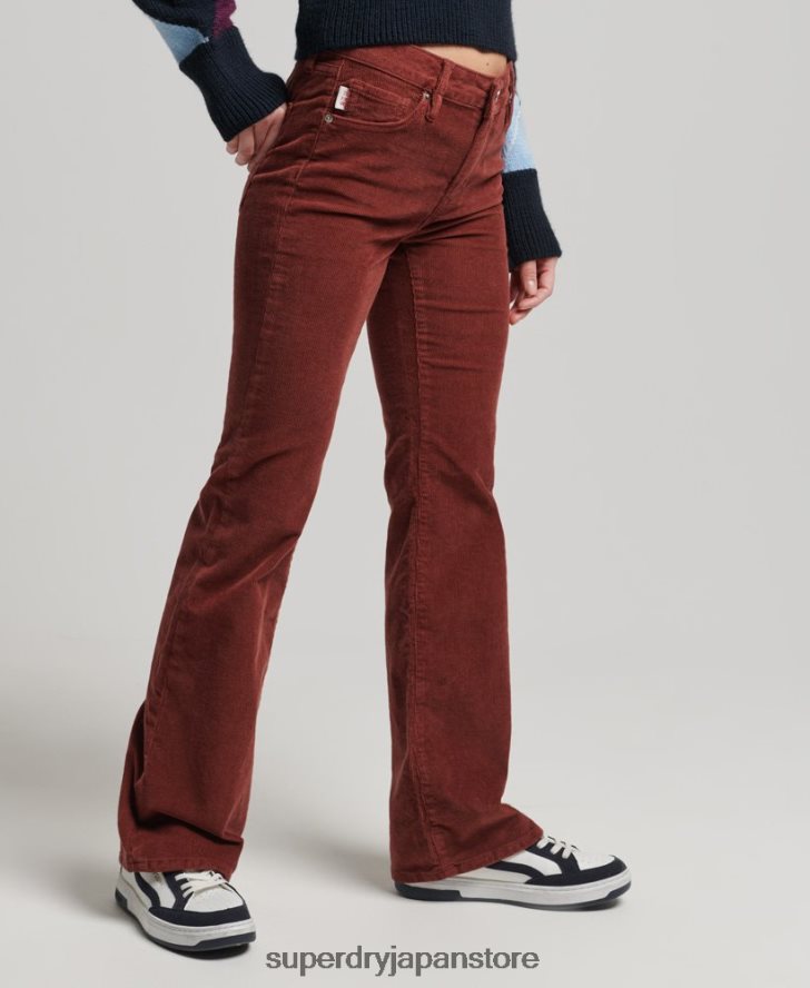 ミッドライズスリムコードフレアジーンズ 女性 Superdry 衣類 赤 2J62PZ2598