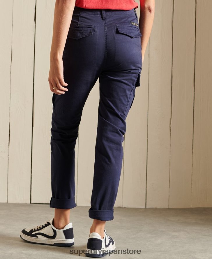 オーガニックコットンスリムカーゴパンツ 女性 Superdry 衣類 海軍 2J62PZ2599