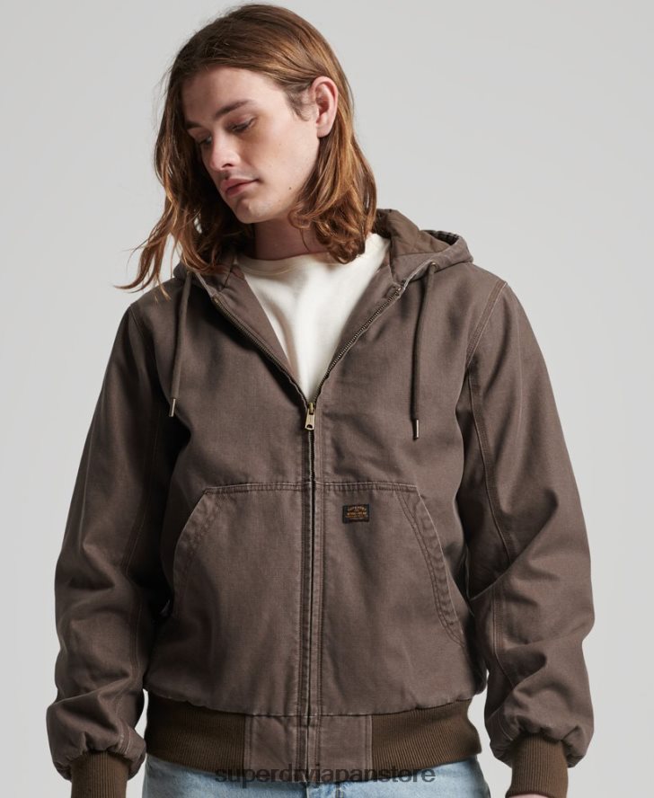作業着パーカー 男性 Superdry 衣類 茶色 2J62PZ25
