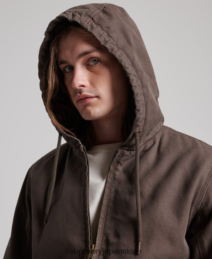 作業着パーカー 男性 Superdry 衣類 茶色 2J62PZ25