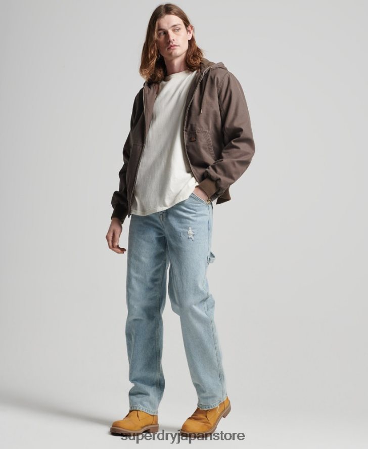 作業着パーカー 男性 Superdry 衣類 茶色 2J62PZ25