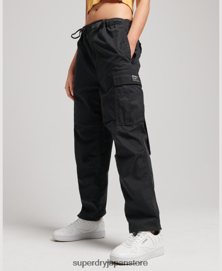 オーガニックコットンパラシュートグリップパンツ 女性 Superdry 衣類 黒 2J62PZ2608