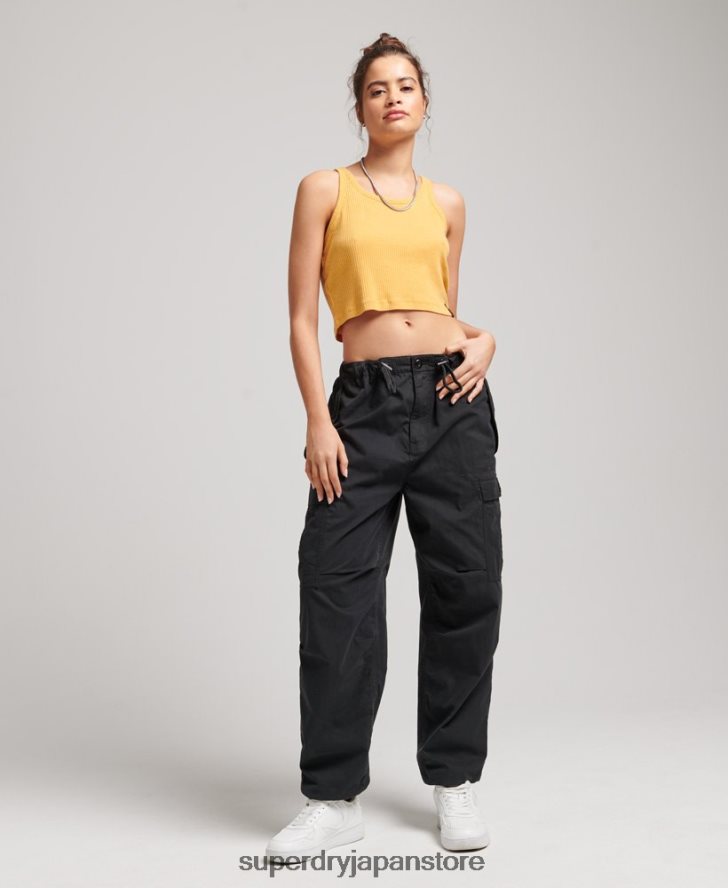 オーガニックコットンパラシュートグリップパンツ 女性 Superdry 衣類 黒 2J62PZ2608