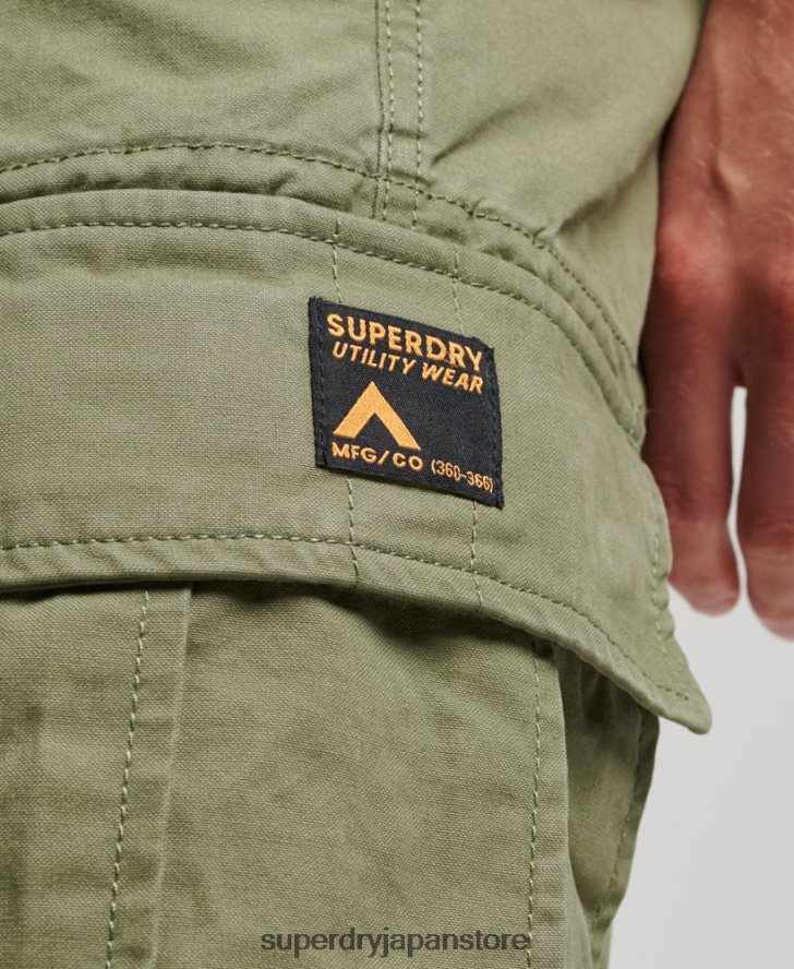 オーガニックコットン ヘビーカーゴショーツ 男性 Superdry 衣類 カーキ 2J62PZ263