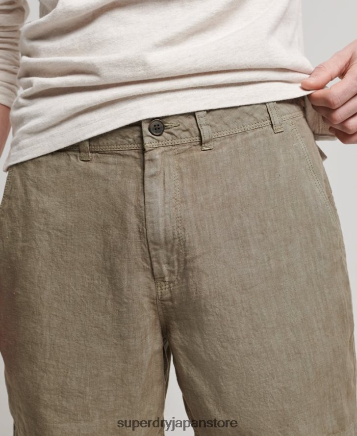 オーバーダイリネンショーツ 男性 Superdry 衣類 カーキ 2J62PZ270