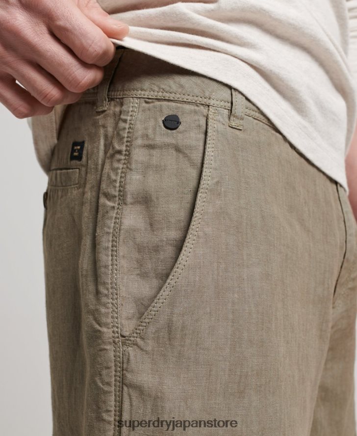 オーバーダイリネンショーツ 男性 Superdry 衣類 カーキ 2J62PZ270