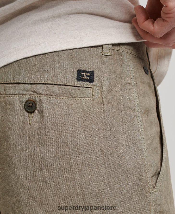 オーバーダイリネンショーツ 男性 Superdry 衣類 カーキ 2J62PZ270
