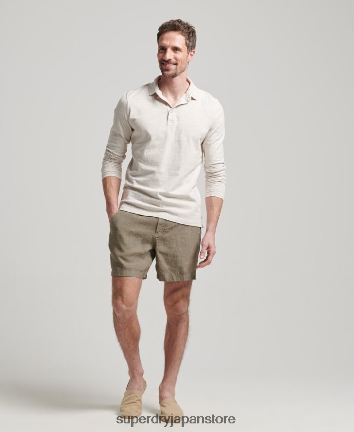 オーバーダイリネンショーツ 男性 Superdry 衣類 カーキ 2J62PZ270