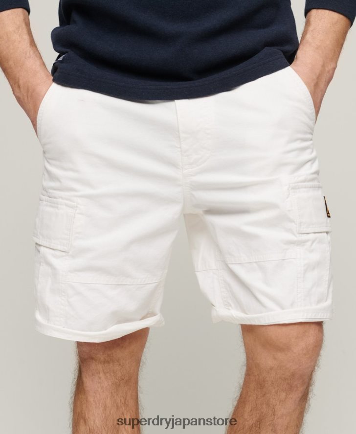 オーガニックコットン ヘビーカーゴショーツ 男性 Superdry 衣類 白 2J62PZ272