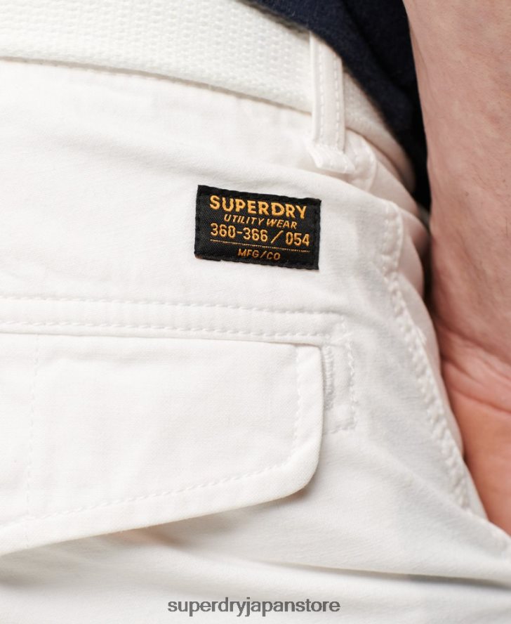 オーガニックコットン ヘビーカーゴショーツ 男性 Superdry 衣類 白 2J62PZ272