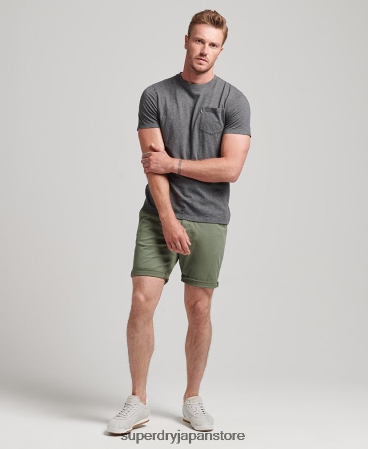 オーガニックコットンスタジオ コアチノショーツ 男性 Superdry 衣類 緑 2J62PZ282