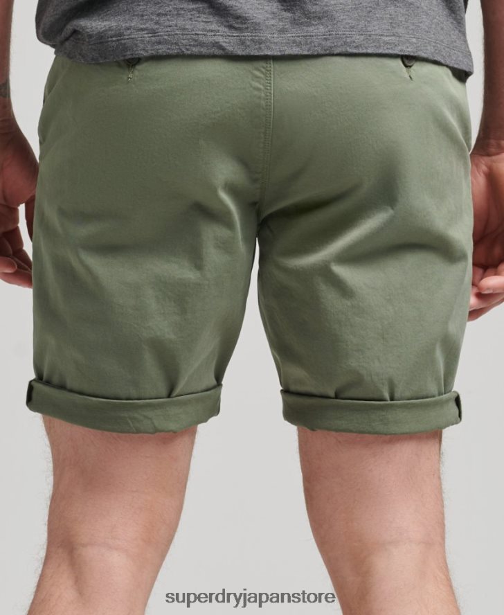 オーガニックコットンスタジオ コアチノショーツ 男性 Superdry 衣類 緑 2J62PZ282