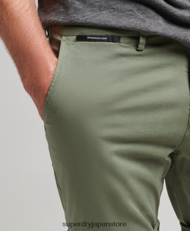 オーガニックコットンスタジオ コアチノショーツ 男性 Superdry 衣類 緑 2J62PZ282