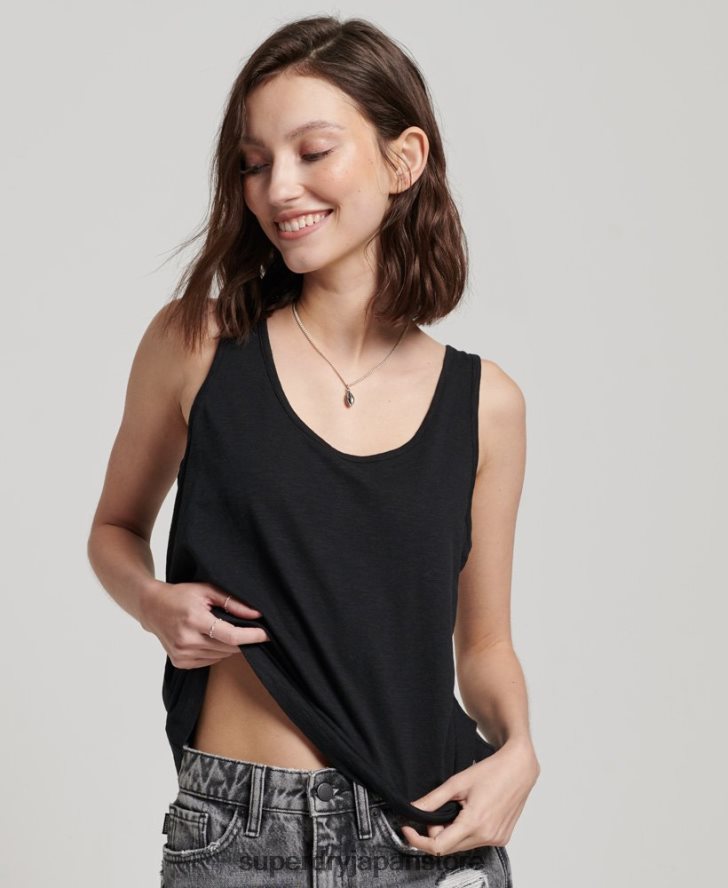 スタジオジャージタンクトップ 女性 Superdry 衣類 黒 2J62PZ2868