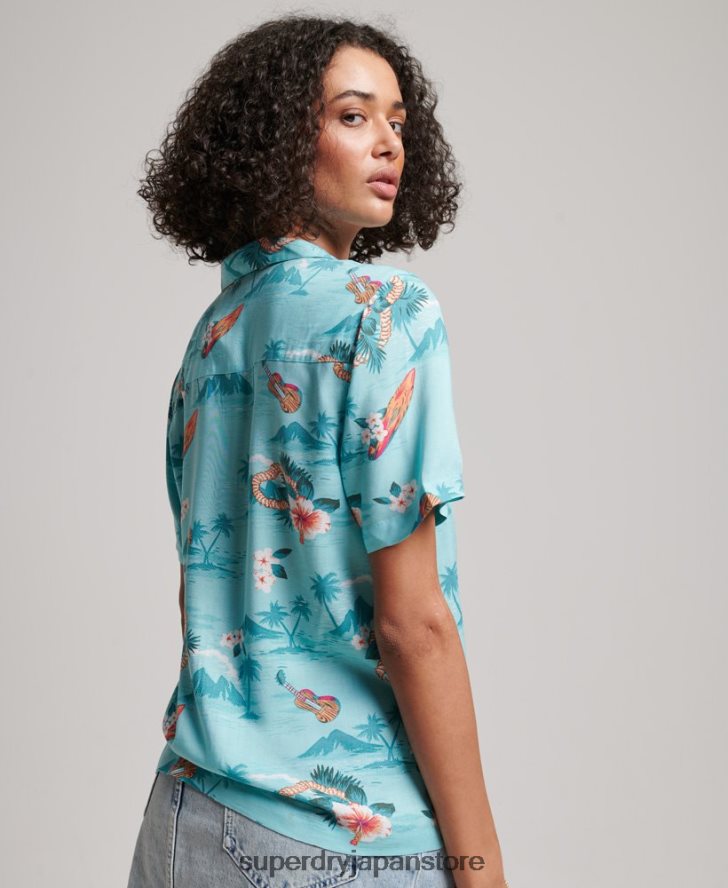 ビーチリゾートシャツ 女性 Superdry 衣類 ライトブルー 2J62PZ2874