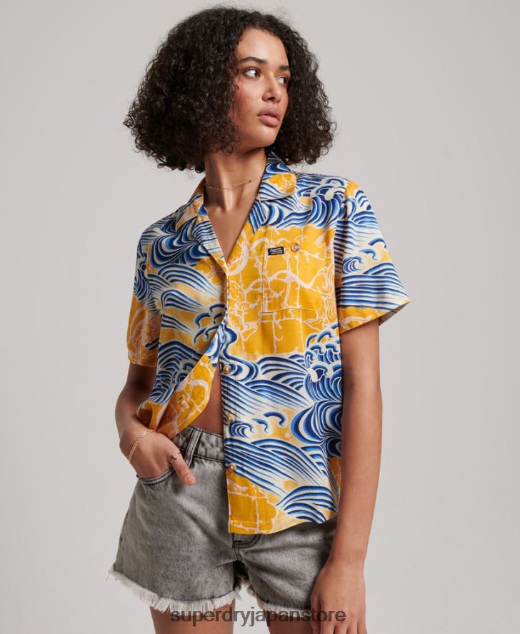 ビーチリゾートシャツ 女性 Superdry 衣類 金 2J62PZ2880