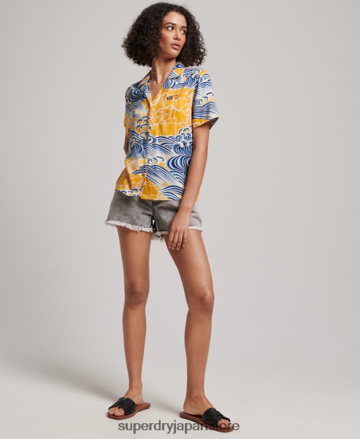 ビーチリゾートシャツ 女性 Superdry 衣類 金 2J62PZ2880