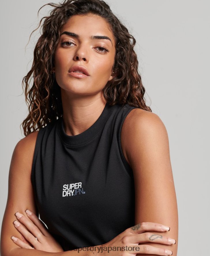 オーガニックコットン トレイン延縄 モックネック タンクトップ 女性 Superdry 衣類 黒 2J62PZ2881