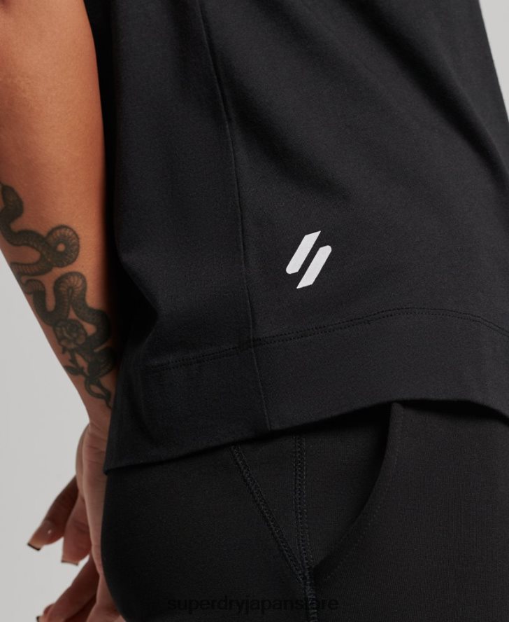 オーガニックコットン トレイン延縄 モックネック タンクトップ 女性 Superdry 衣類 黒 2J62PZ2881