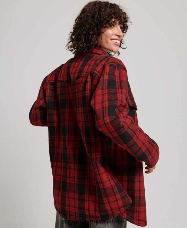 ボルグフランネルチェックオーバーシャ​​ツ 女性 Superdry 衣類 赤 2J62PZ2886
