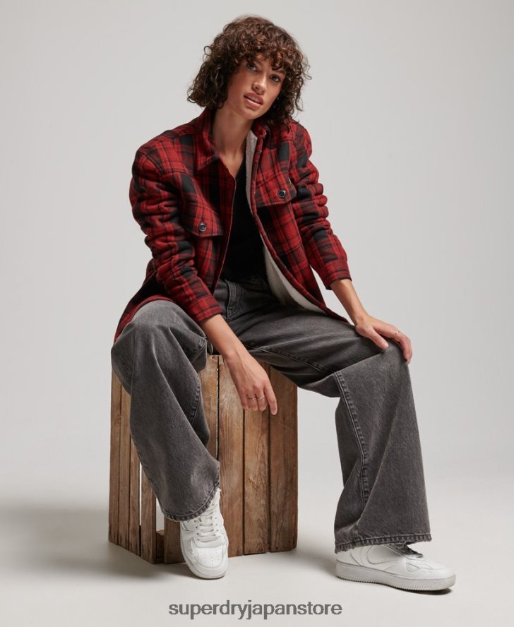 ボルグフランネルチェックオーバーシャ​​ツ 女性 Superdry 衣類 赤 2J62PZ2886