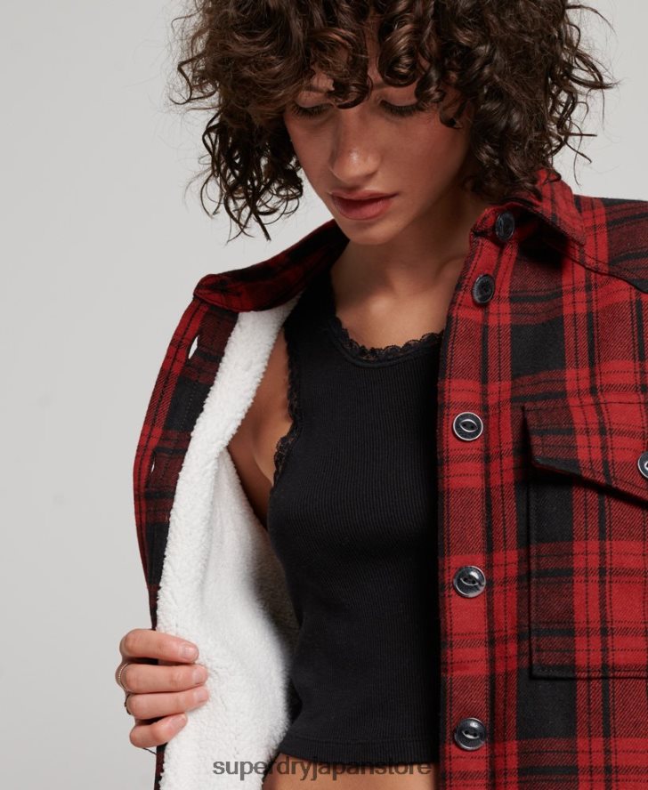 ボルグフランネルチェックオーバーシャ​​ツ 女性 Superdry 衣類 赤 2J62PZ2886