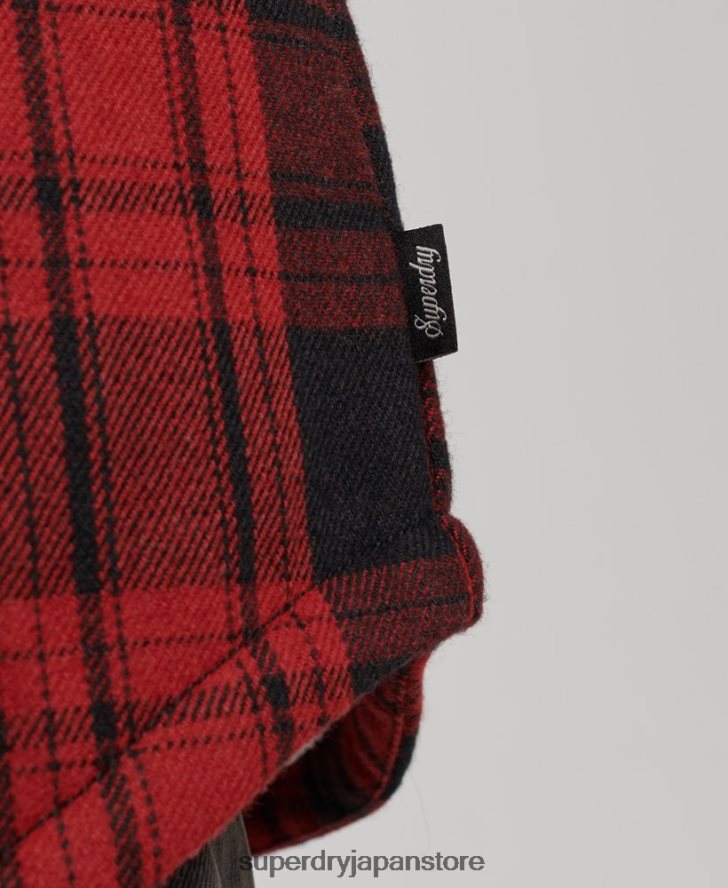 ボルグフランネルチェックオーバーシャ​​ツ 女性 Superdry 衣類 赤 2J62PZ2886