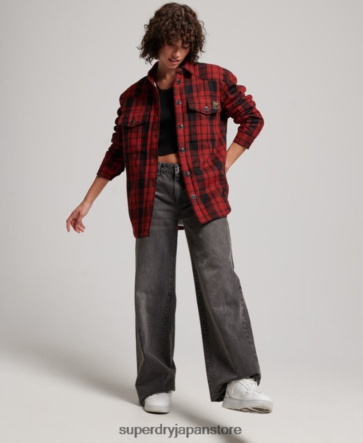 ボルグフランネルチェックオーバーシャ​​ツ 女性 Superdry 衣類 赤 2J62PZ2886