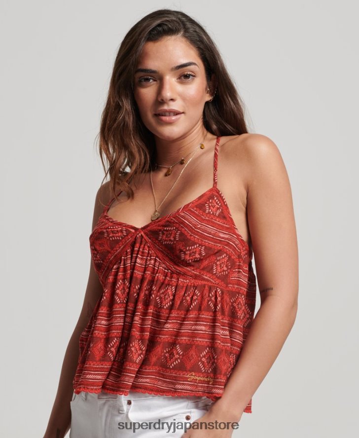 ティアードキャミトップ 女性 Superdry 衣類 赤 2J62PZ2889