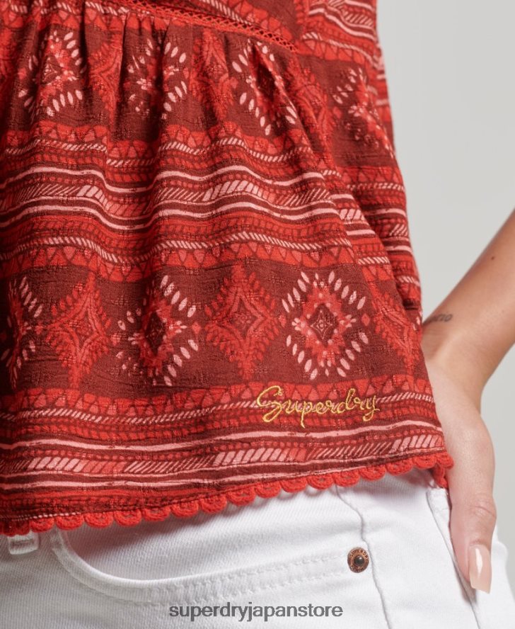 ティアードキャミトップ 女性 Superdry 衣類 赤 2J62PZ2889
