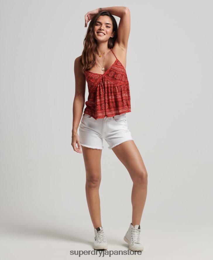 ティアードキャミトップ 女性 Superdry 衣類 赤 2J62PZ2889