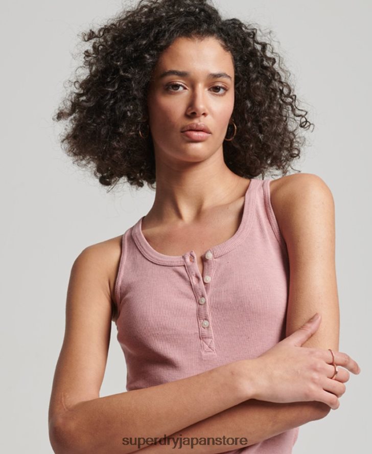 ボタンダウンベストトップ 女性 Superdry 衣類 ピンク 2J62PZ2890