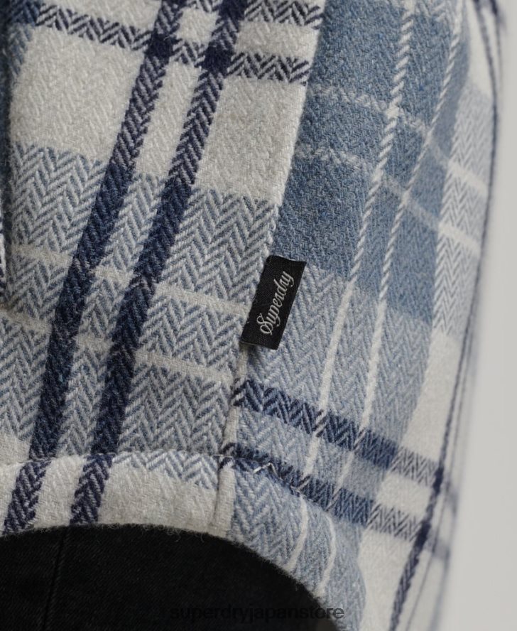 ボルグフランネルチェックオーバーシャ​​ツ 女性 Superdry 衣類 青 2J62PZ2898